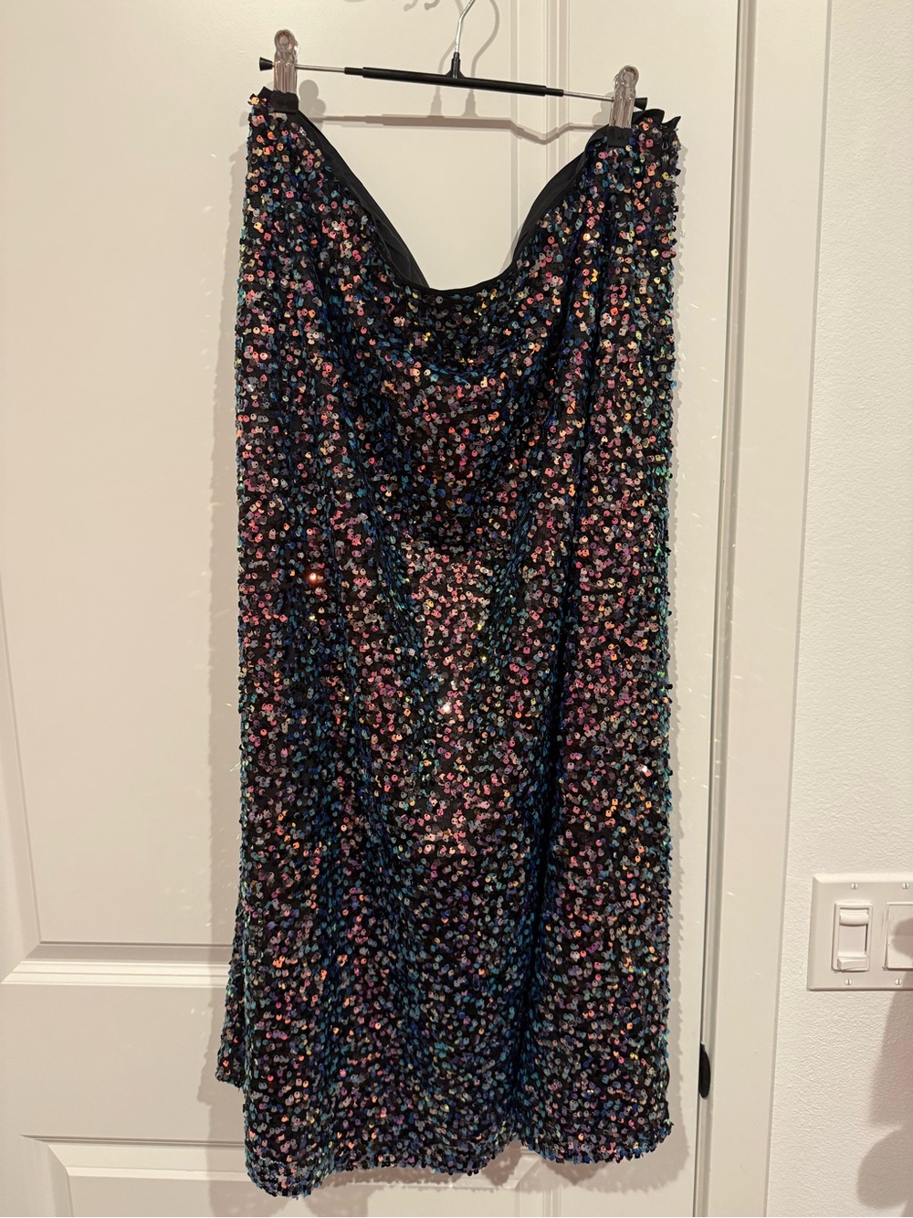 Black Multicolor Sequin Midi Skirt